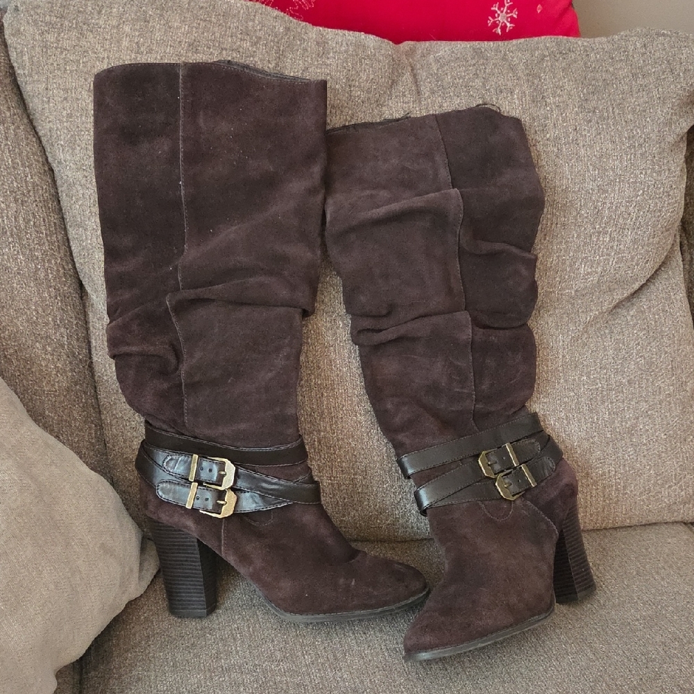INC International Concepts Slouchy Suede Buckle Boots